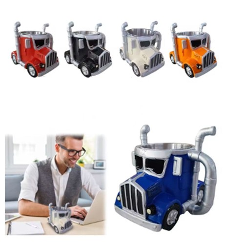 Stainless Steel Semi-Truck Coffee Mug Handcrafted Coffee Cup Men Gift - 第 2/15 張圖片