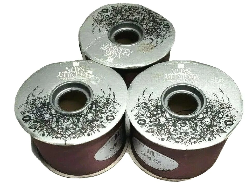 McGinley Fine Woven 210 Satin Spruce New Plum Ribbon Spools Wide 50 Yds Set of 3 - Image 3 of 4