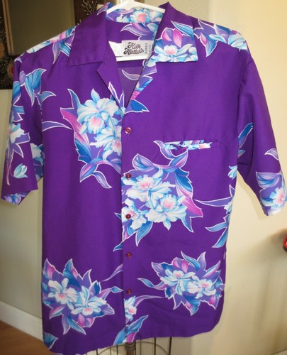 HAWAIIAN SHIRT PURPLE AQUA PINK ORCHID 