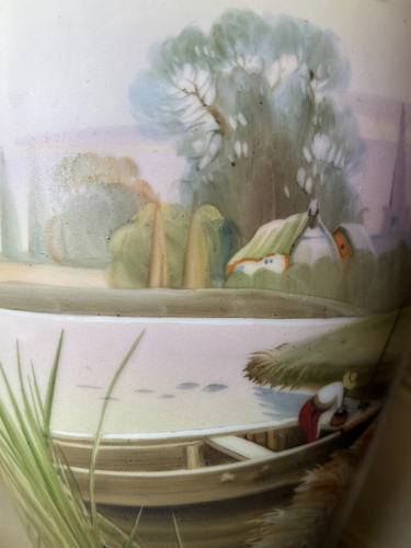 Lovely Hand Painted Nippon River Scenes Tall Vase - Picture 13 of 17