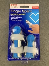 2pk New CVS Health Finger Splint Deluxe Finger Immobilising Splint Medium