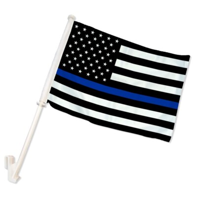 Thin Blue Line Double Sided Car Flag Blue Line Car Window Flag