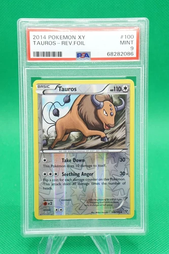 2014 Pokemon XY Rev Foil #100 Tauros PSA 9 ES6