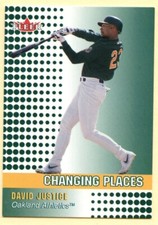 2002 Fleer David Justice Changing Places baseball card #486 Oakland Athletics
