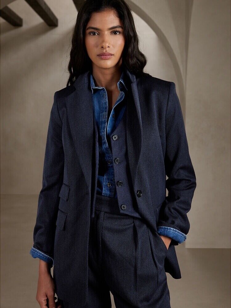 BANANA REPUBLIC Mare Sculpted Suit Jacket 8 | Indigo Blazer