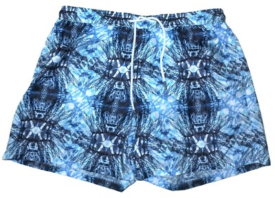 NWOT XXL Men's 36 Jared Lang Geometric Jellyfish Swim Trunks MSRP $149 in Blue