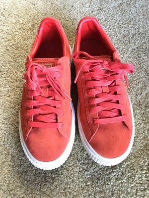 red puma platform sneakers