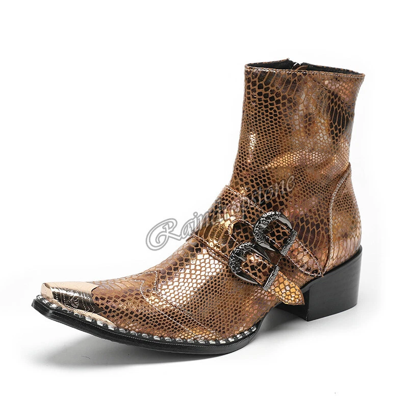 Snakeskin steel cheap toe boots