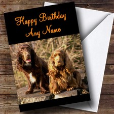 Field Spaniel Dogs Personalised Birthday Greetings Card