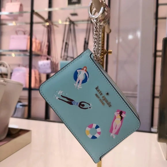 New Kate Spade Pool Float Medium L-zip Card Holder K7200