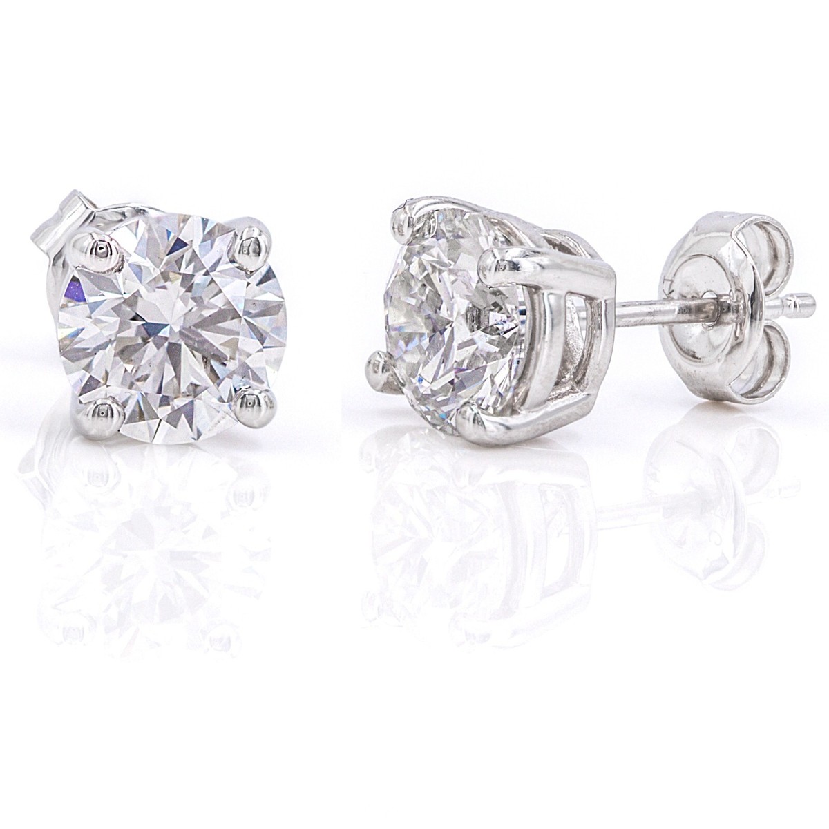 IGI Certified Ct Round Lab Created Diamond Earrings 14K White