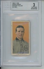 1909-11 T206 Frank Chance Portrait Yellow Old Mill BVG 3 Baseball Subjects CUBS