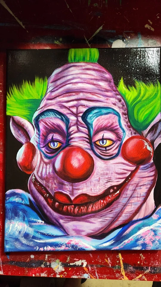 Портрет клоунов-убийц из космоса 11 x 14 дюймов с ручной росписью — Jumbo The Klown - Изображение 2 из 4