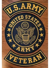 US Army Veteran Patches Set for Veterans Bikers Motorcycle Jacket or Vest Gold