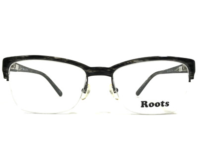 Roots Brille Rahmen RT716 BLK STPE Grau Horn Cat Eye Halbe Felge 52-16-130