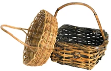 Wicker Baskets Woven Rattan 7.5" Round & Square with Handles 2