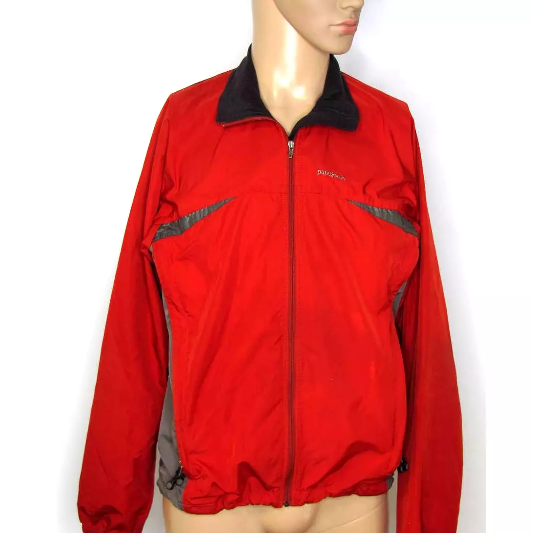 Mens Patagonia Jacket Coat Rain Windbreaker Zip Up Large Side