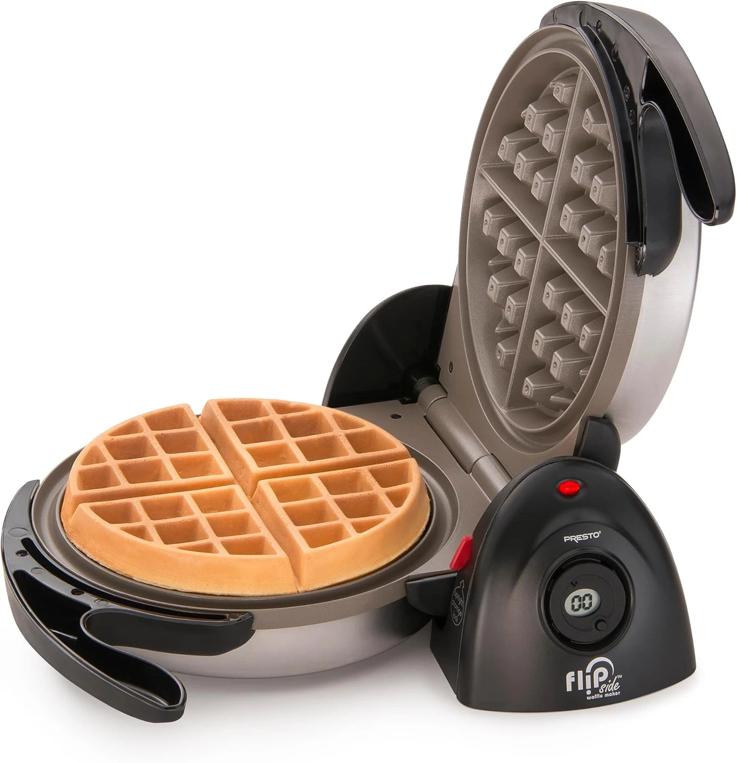 Ceramic Belgian Waffle Maker, 7-Inch, Black/Gray - Perfect Breakfast Tool!