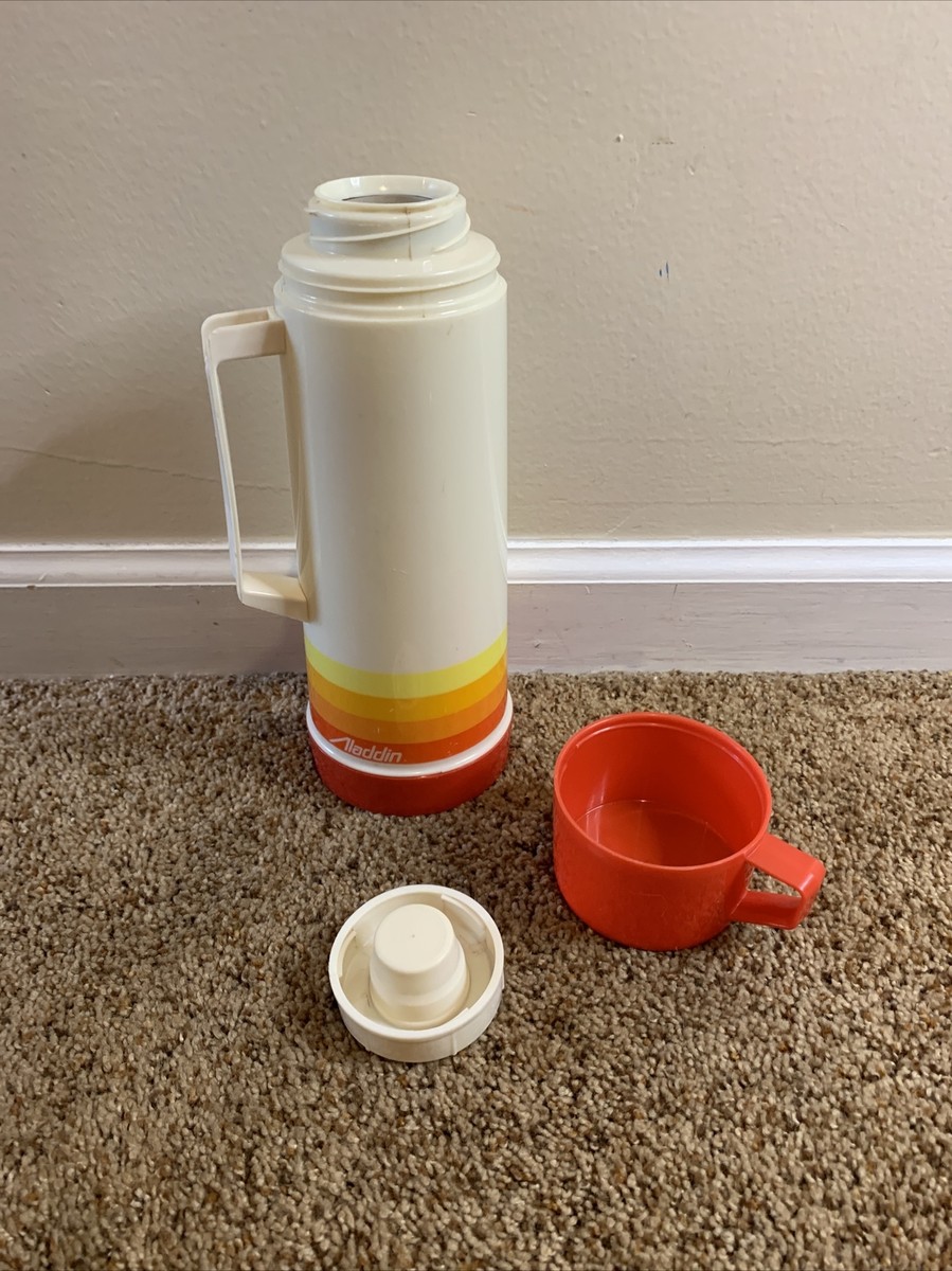 Vintage Aladdin Thermos Red Orange Yellow Complete With Stopper