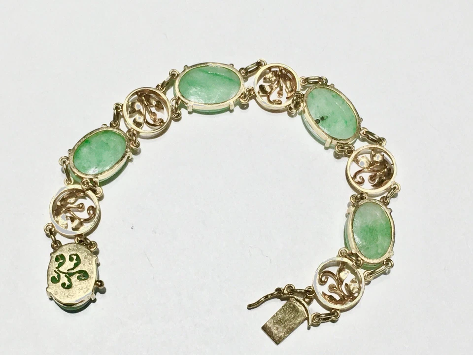 Pulsera Jadeíta Verde Chino 14k 15k. Foto 3 de 4