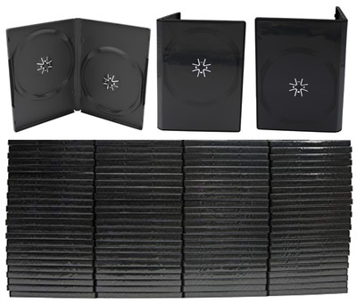 New Standard Black DVD 2 Disc 14mm New Premium Movie Storage Cases Bulk Lot