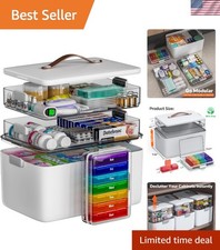 Airtight and Moistureproof 3-Tier Medicine Organizer with Elegant Leather Handle