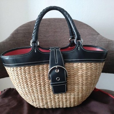 COACH bag Basket Bag Handbag in straw and leather | eBay