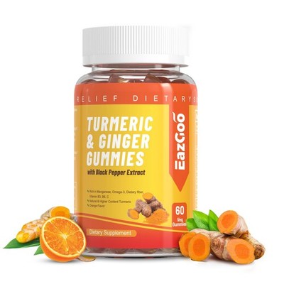Turmeric Curcumin Gummies 500mg for Adults, with Black 60 Count (Pack of 1)