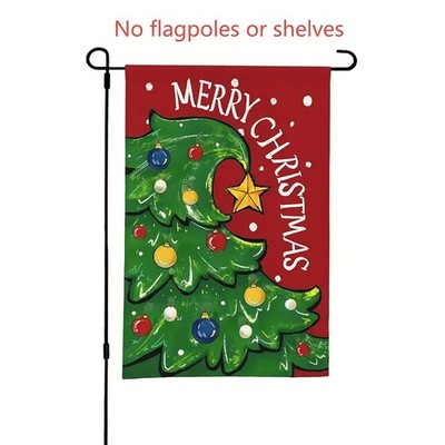 RX175320 Merry Christmas Double-Sided Christmas Tree Garden Flag - Polyester