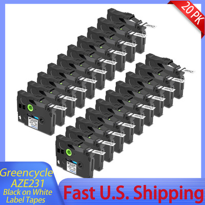 TZ-231 AZe-231 Black on White 1/2'' Label Tape Compatible For Brother ST-1150 x20