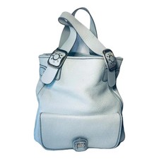 Michael Kors Pebbled Leather Shoulder Bag Blue Large Hobo Tote Buckle Detail