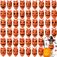 50 PCS Halloween Dog Bandanas Bulk Pumpkin Bibs Triangle Scarf Kerchief