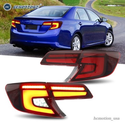 HCMOTION LED Tail Lights For Toyota Camry 2012-2014 Red Rear Lamps Assembly Pair