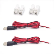 2PCS USB Male Pigtail 2 Wire,22AWG 1.8M/6FT USB 2.0 Male Plug 2Pin Bare Wire ...