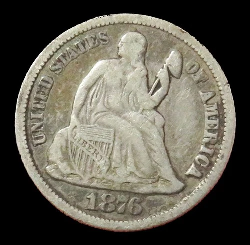 1876 CC CARSON CITY SEATED LIBERTY DIME COIN FINE CONDITION