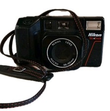 Vintage Nikon Tele Touch Macro AF Point Shoot Film Camera Black