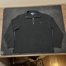 Vintage Ralph Lauren Sweater Polo Men 90s Faded Black Quarter Zip Pullover Pony