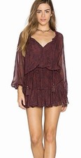 LoveShackFancy Popover Dress Fig Size 1 / Small 100% Silk Paisley Ruffle Mini