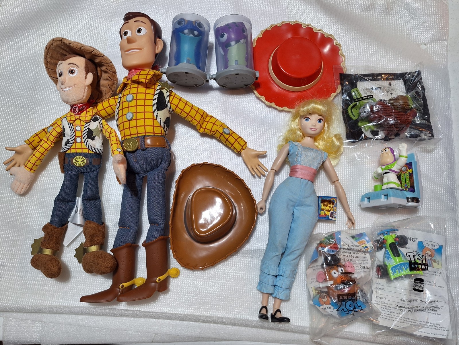 Lot of Disney Toy Story Dolls & Figures Talking Woody Bo Peep 2 Hats & more