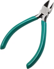 4.5" Side Cutter Diagonal Wire Cutting Pliers Nippers Repair Tool, Green, Chrome