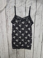 Maurices Black/White Lace and Bows, Ruffle Coquette Tank. Medium.