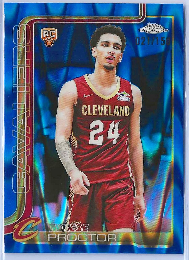 2025-26 Topps Chrome TYRESE PROCTOR RC Blue RayWave Refractor 021/150 #300