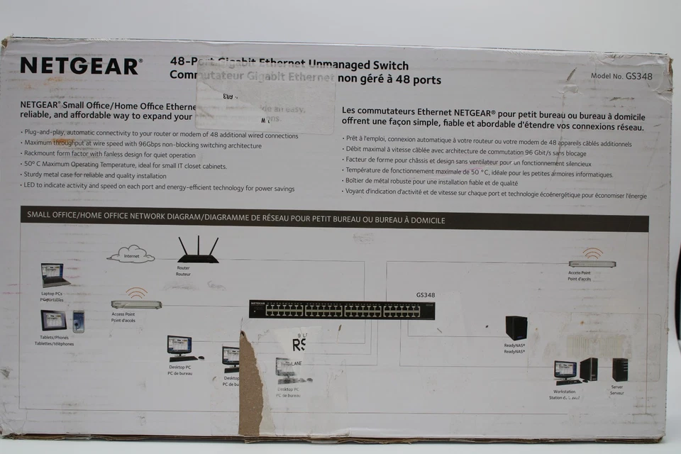 NETGEAR GS348-100NAS 48 Port Gigabit Ethernet Rackmount Unmanaged Switch - Image 3 of 4