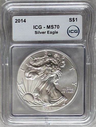 2014 American Silver Eagle $1 MS70 ICG Beauty .999 Fine Bullion Coin