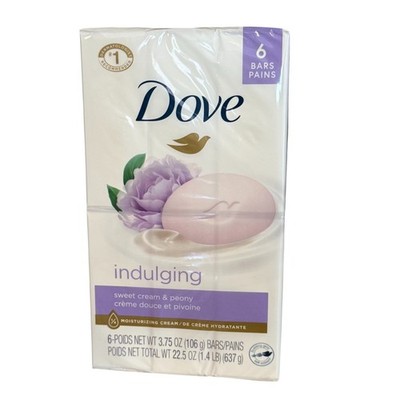 Dove Bar Sweet Cream and Peony Scent Indulging Bar Soap 3.75oz, 6 Count