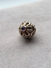Original PANDORA nicht mehr produziert lila Amethyst Zinnie Blume Clip Charm 925ALE 790953AM