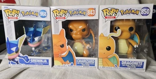 Pokemon funko pop lot- Greninja, Charizard, Dragonite