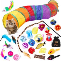 Katzenspielzeug Set, 26 StüCk Katzen Spielzeug, Katzentunnel, Federspielzeug,