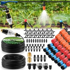 240 FT Drip Irrigation System with 25 PSI Pressure Regulator, Garden Watering...