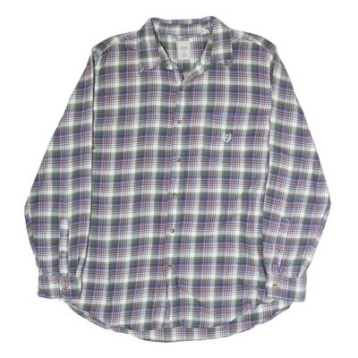 CHAPS Hemd Herren Grün und Lila Karo Baumwolle Flanell Button-Down Langarm